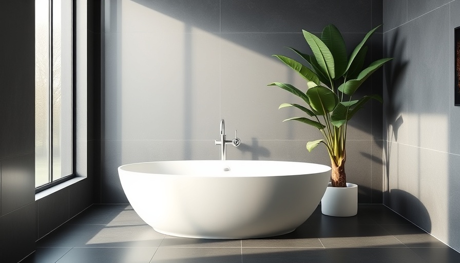 Modern white bathtub in minimalistic bathroom setting, unclogged drain.