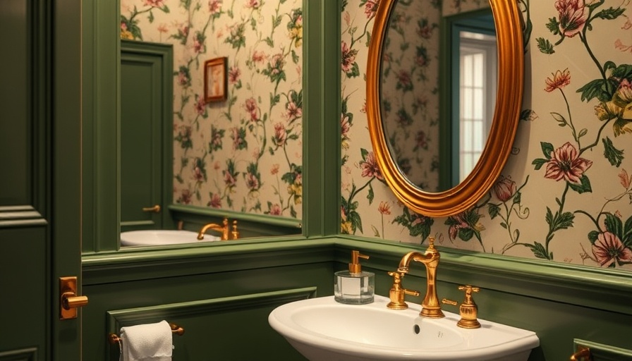 Elegant Coastal Chic Decor in a bathroom setting with green panels and gold accents.