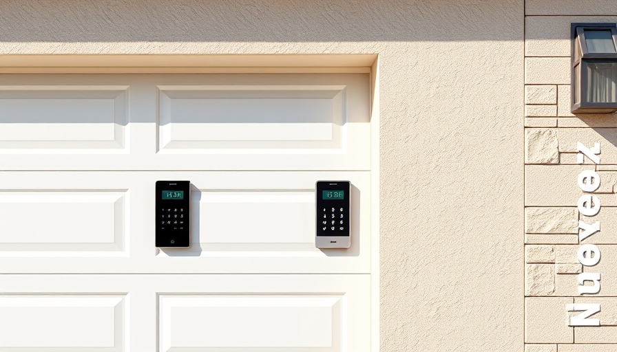 Modern garage with keypads featuring 'Never Again' text