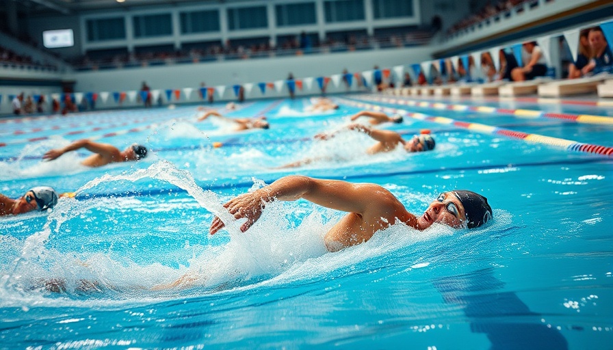 Ryan White competing in 200M backstroke championship, aquatic center.