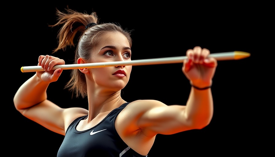 Javelin Throw Practice Design: Athlete ready to throw, isolated style.