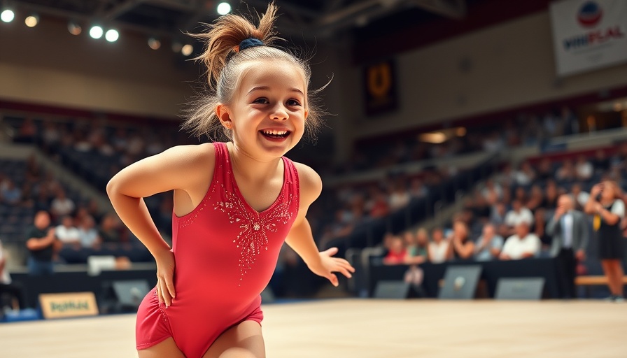 Dynamic gymnast performing at 2025 U.S. Championships Junior WAG Competition.