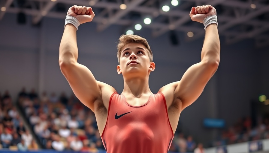 Junior Men's Artistic Gymnast holding pose at 2025 competition