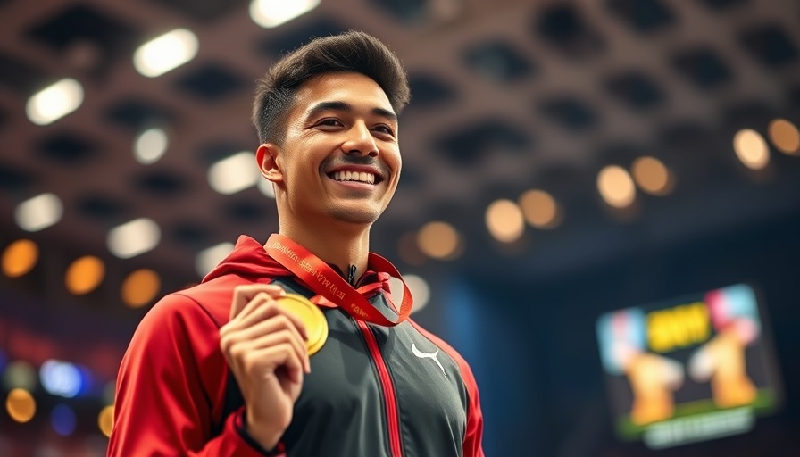 Athlete proudly displaying gold medal at 2025 German Championships results.
