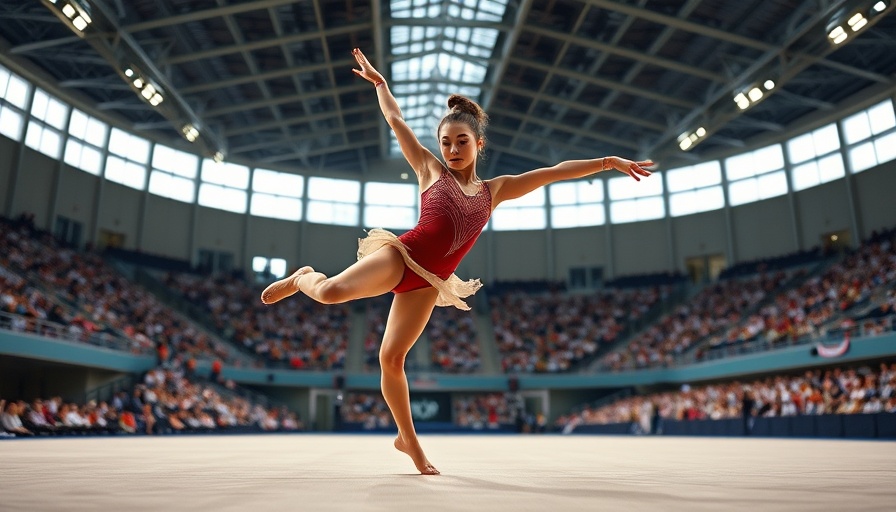 Leanne Wong performing floor exercise in a lively arena.