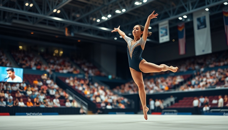 Catherine Guy performing at the 2025 U.S. Championships, dynamic floor routine.