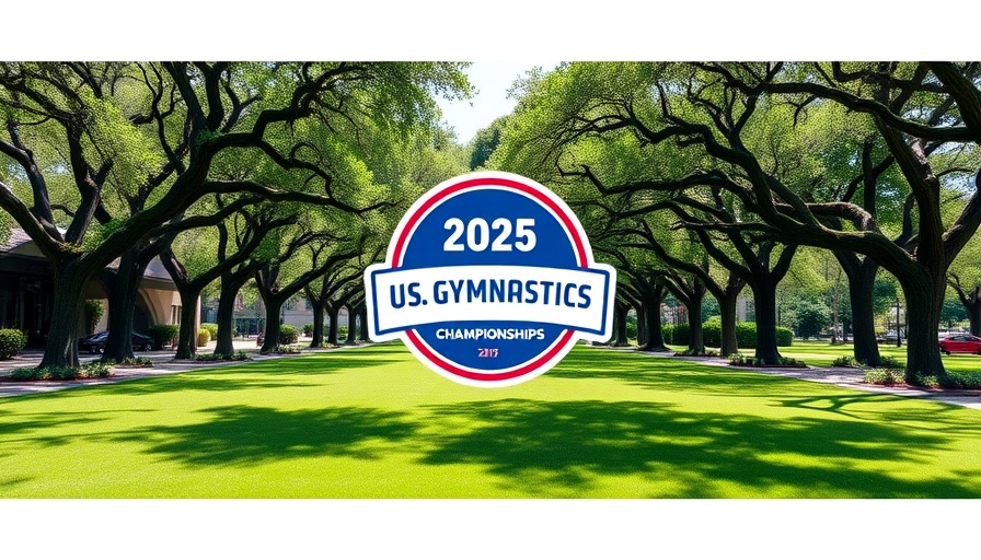 Hezly Rivera national gymnastics championship poster, 2025 US event logo.