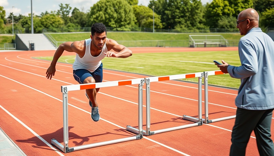 Athlete practicing three-stepping techniques on track with coach instruction.