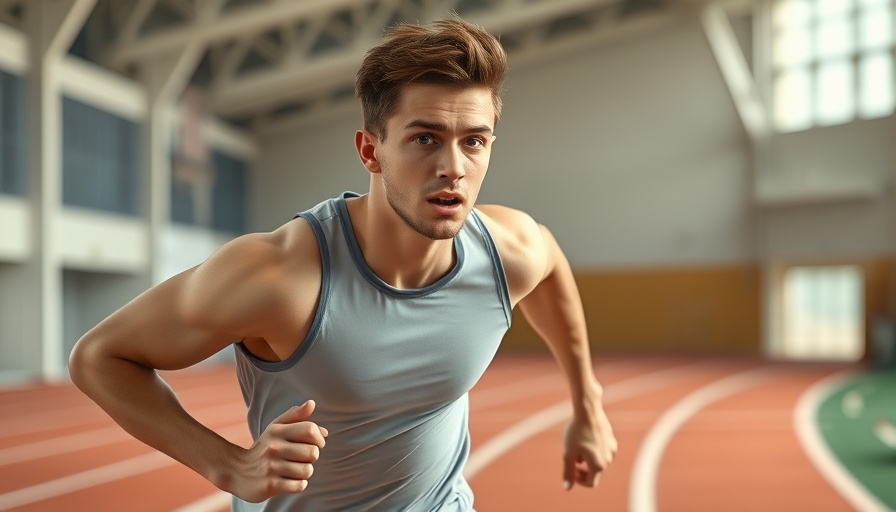 Dynamic runner demonstrating trail arm functionality in sports indoors.