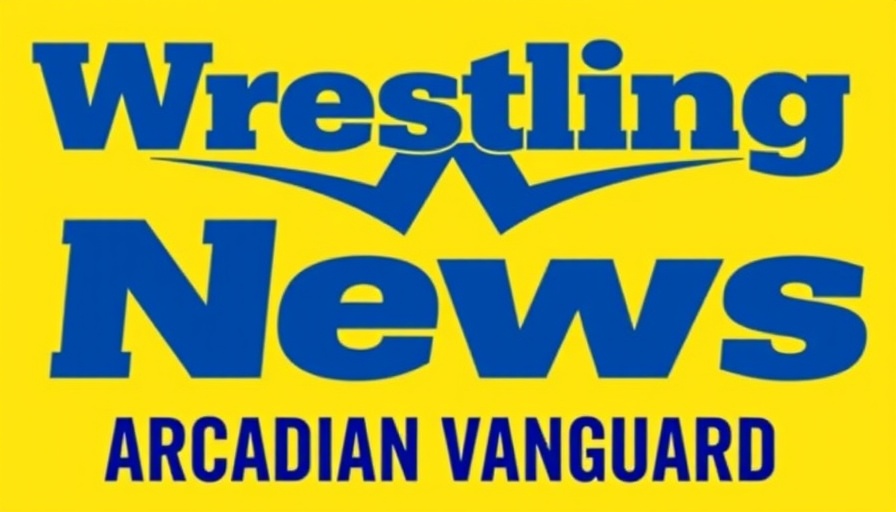 Wrestling News logo with Arcadian Vanguard, bright yellow background.