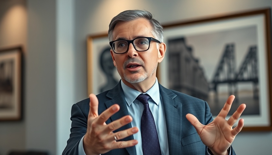 Businessman discussing important topic indoors.