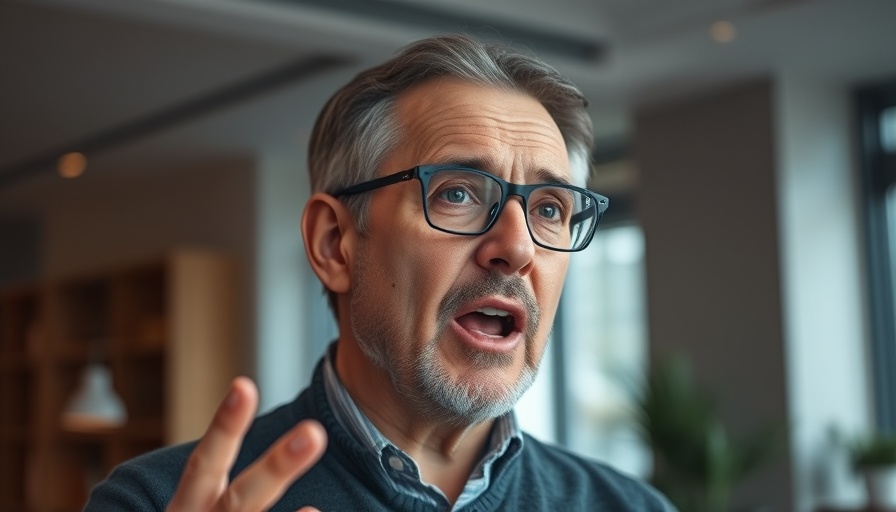 Passionate speaker discussing exploration, indoor portrait.