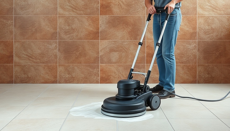 Professional cleaning technique for ceramic tile in action.