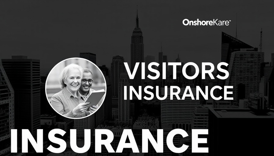 USA Visitors Insurance promotional image with city skyline.