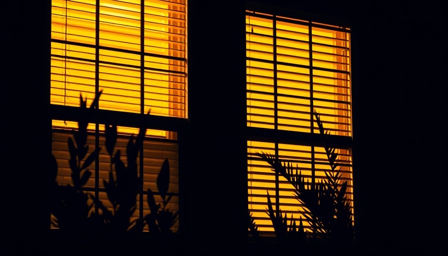 Warmly lit window blinds at night in Dubai.