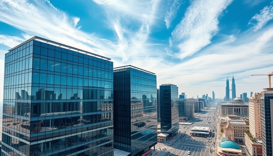 Modern office building in Doha skyline reflecting Qatar jobs today.