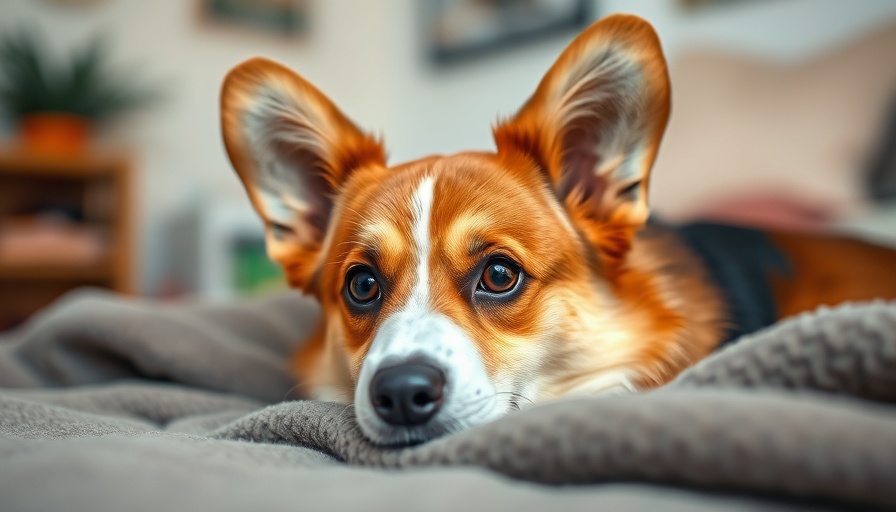 Curious Corgi on cozy blanket, adopt a rescue Corgi.