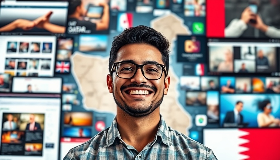 Collage of websites for expats in Qatar with digital elements.