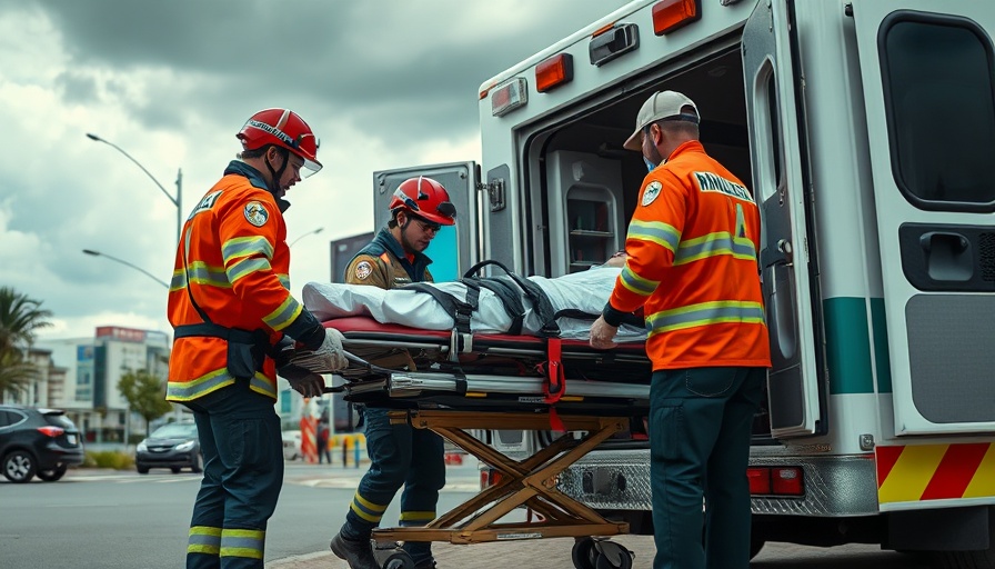 Emergency medical scene with patient and ambulance, European Health Insurance Card Expiration.