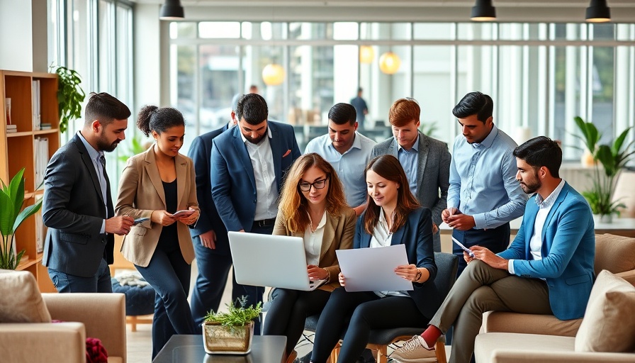 Diverse professionals working in modern Qatar office, featuring teamwork.