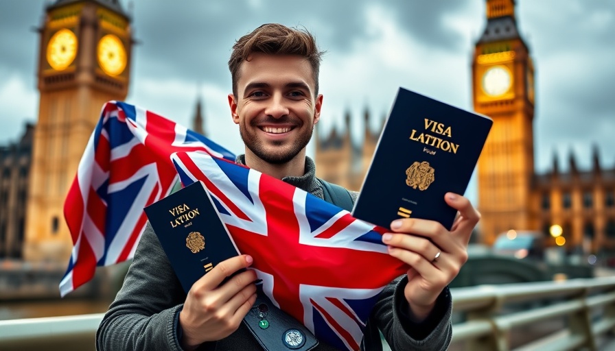 UK Lottery Visa 2025 for Indians promotional image with man holding UK flag and passport.