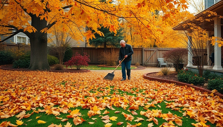 Yard Maintenance Tips for Fall: Person raking autumn leaves.
