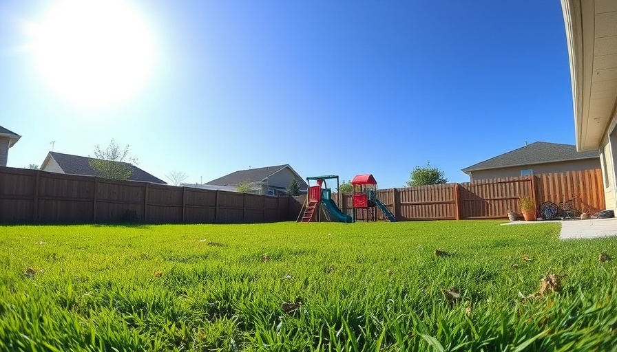 Avoid lawn damage in summer backyard with playground.