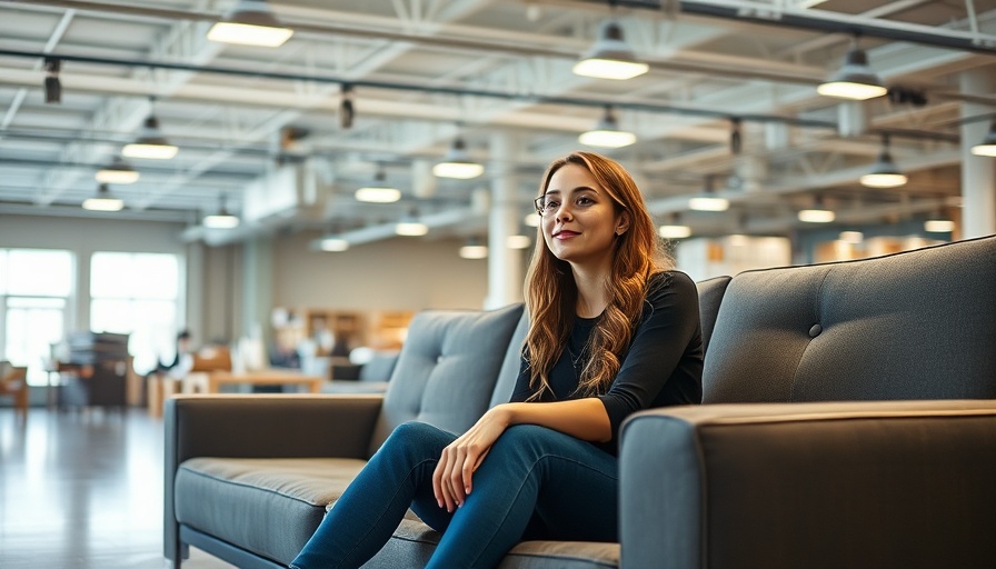 IKEA Stockholm Sofa in showroom with young woman sitting