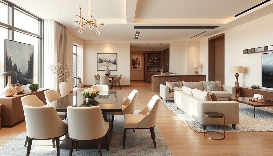 Elegant contemporary living room dining room combo design idea