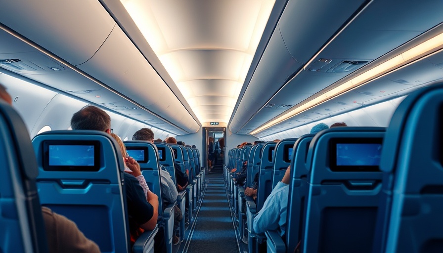 Interior of an airplane showing seated passengers, highlighting travel insurance importance.