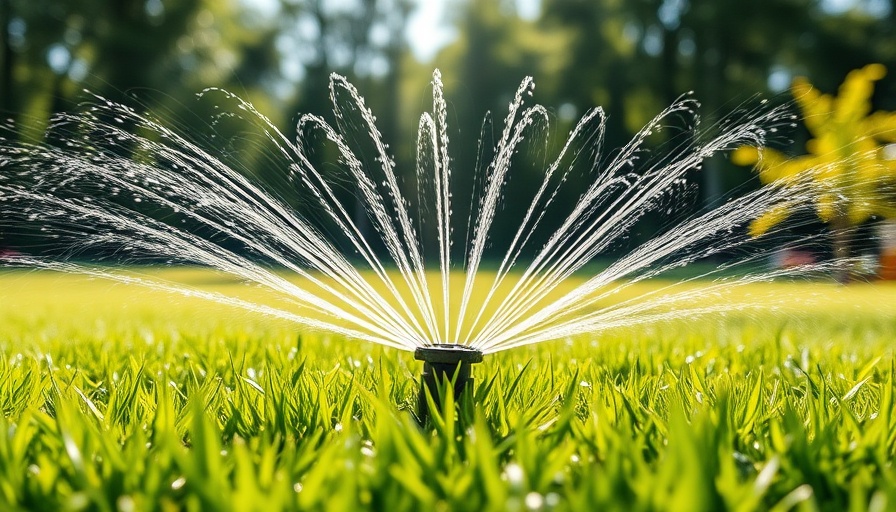 Installing New Irrigreen 3.0 Sprinkler Zone on green lawn with dynamic water jets.
