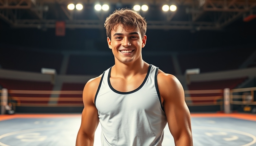 Marcus Blaze in wrestling gear during his gold medal journey.
