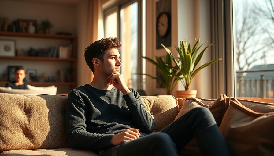 Thoughtful young man experiencing expat homesickness.