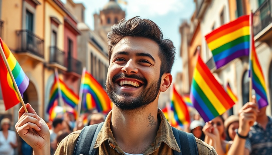 Life as a Gay Expat in Spain vibrant collage with a smiling man