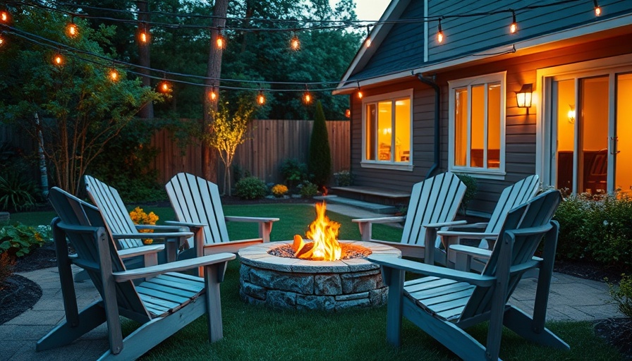 Charming backyard patio with string lights at dusk, quick home improvement ideas.