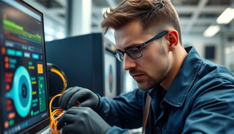 Focused IT hardware technician in Qatar working on electronics