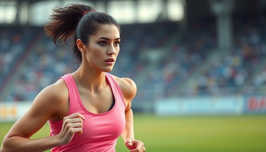 Female athlete showing determination running in stadium