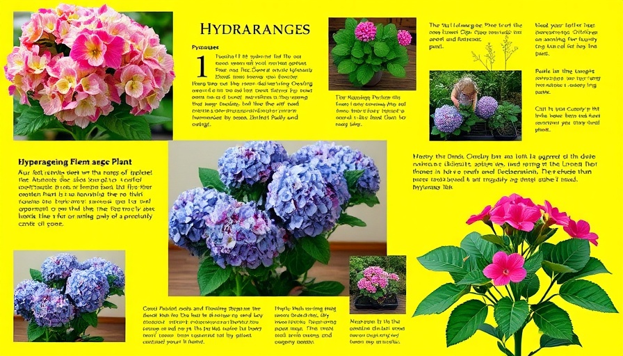 Collage showcasing how to propagate hydrangeas with gardening tips.