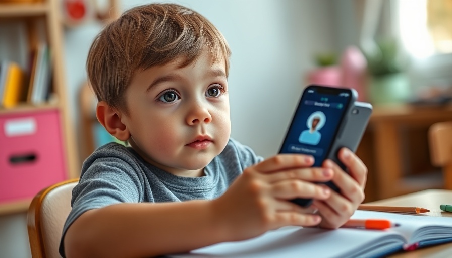 Child using a smartphone with AI for homework assistance.