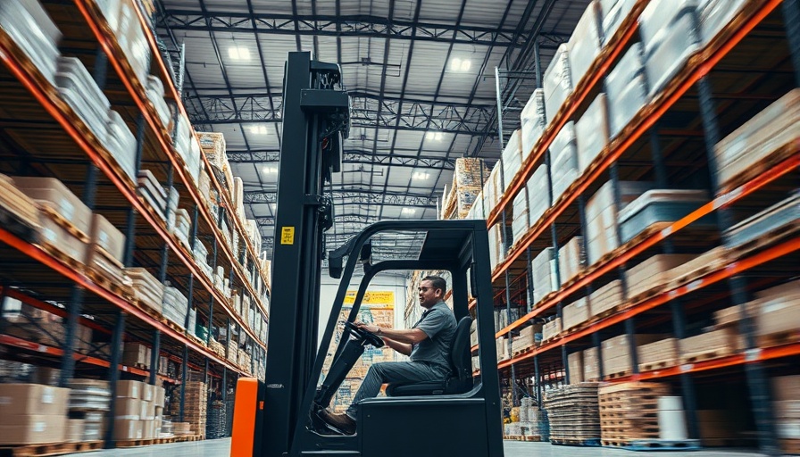 Reach truck operator in a modern warehouse in Qatar.