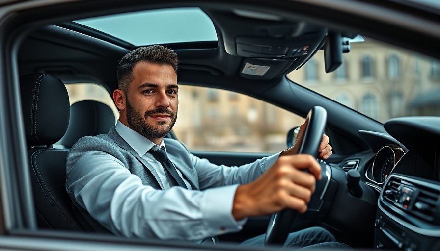Driving jobs in Qatar: Professional driver in formal attire in modern car interior.