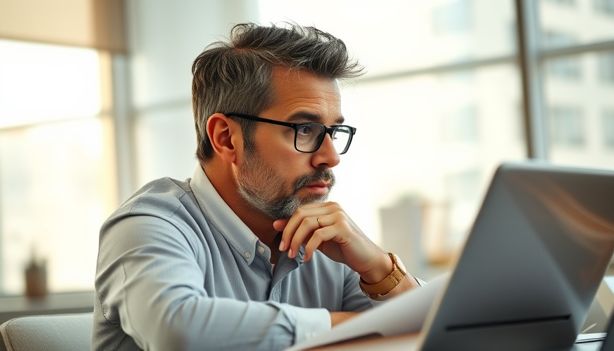 Contemplative manager considering leadership strategies at desk.