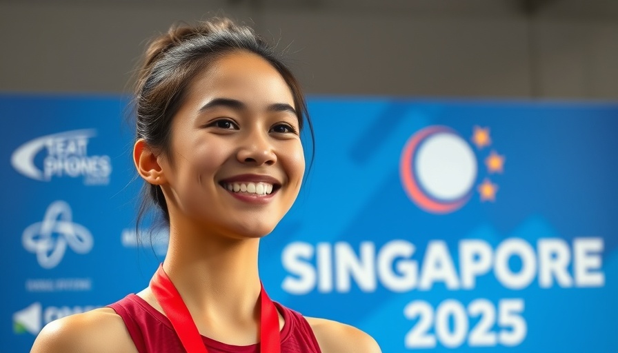Women's Sprint Freestyle athlete celebrating victory at Singapore 2025.