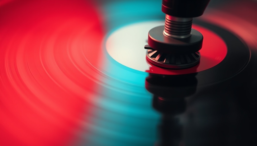 Close-up of spinning vinyl record highlighting the importance of music for ADHD brains.