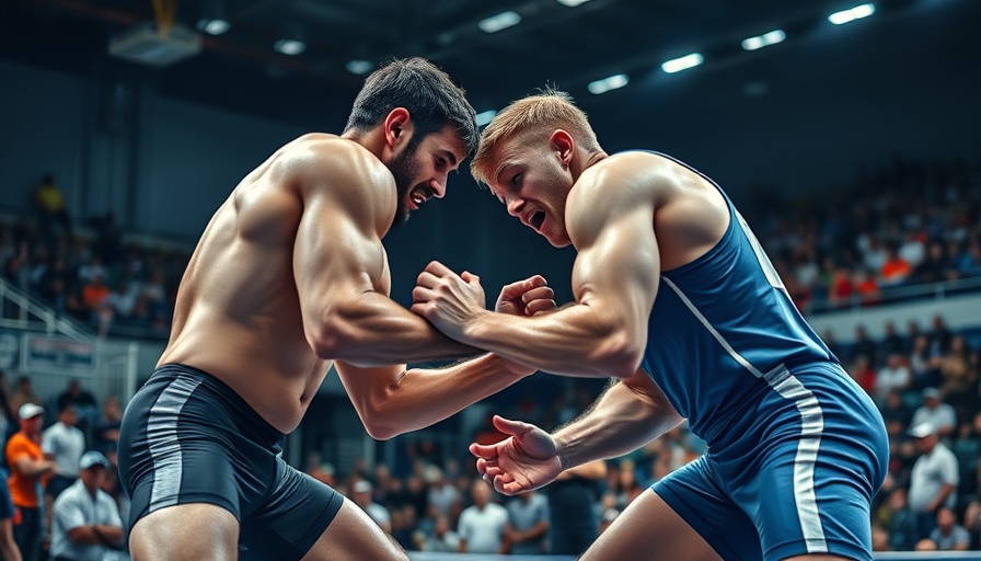 Intense wrestling match illustrating brutal nature of sports.