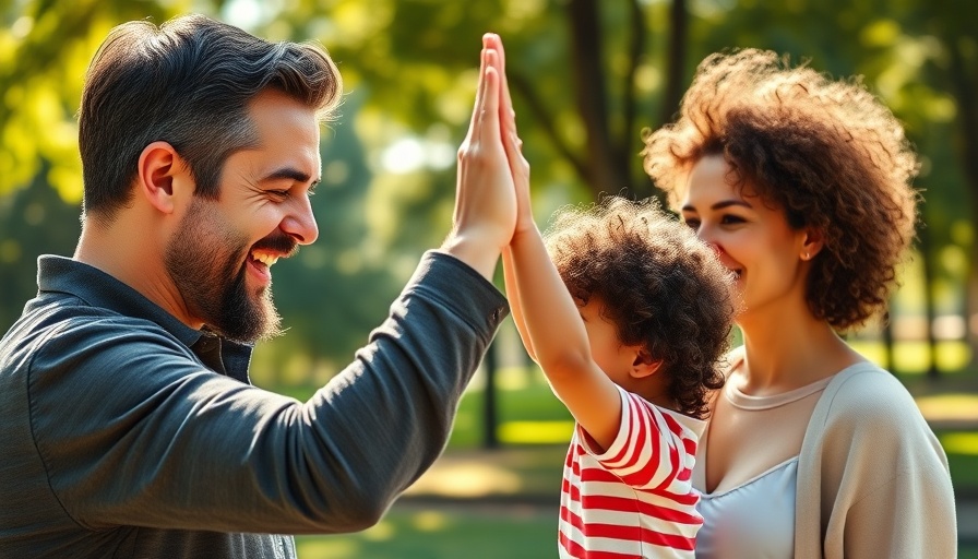 Father and child high five in park, Positive Parenting Toolkit for ADHD.