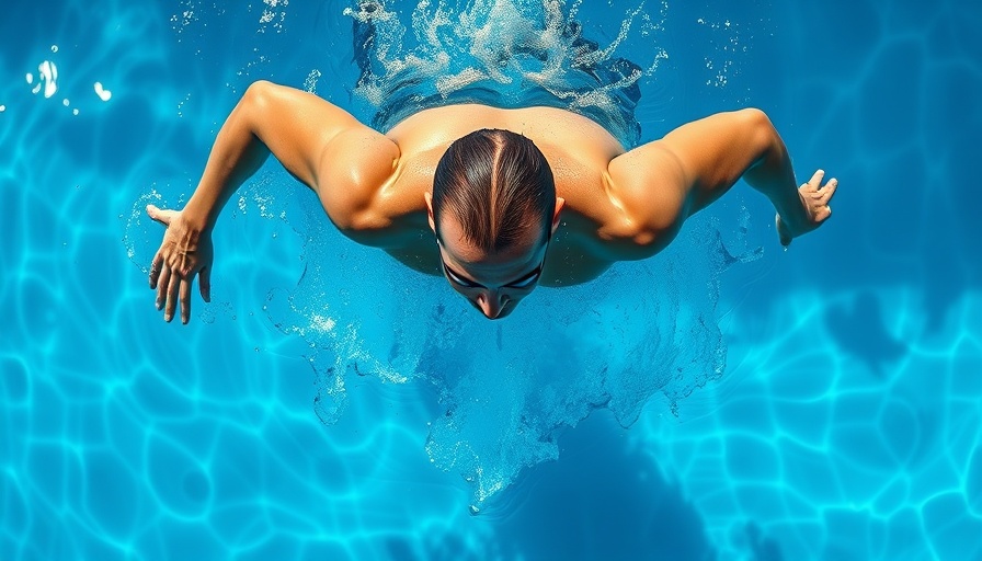 Swimmer practicing alternate breathing in blue pool.
