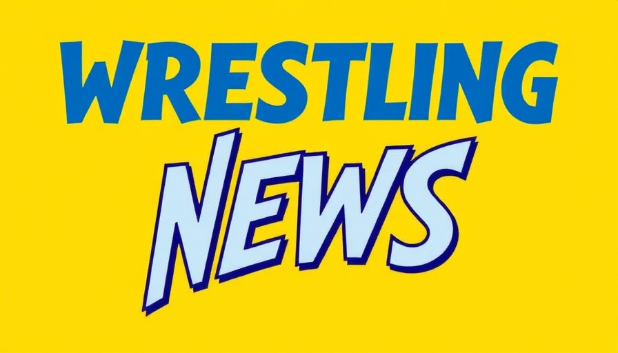 Bold blue 'Wrestling News' text on vibrant yellow background.