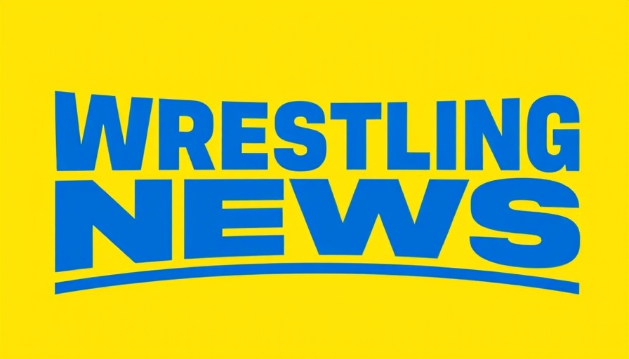 Bold blue wrestling news logo on yellow for Wrestling Legal News