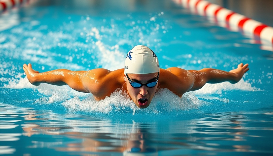High School Swimmer of the Year demonstrating butterfly stroke in competitive pool.